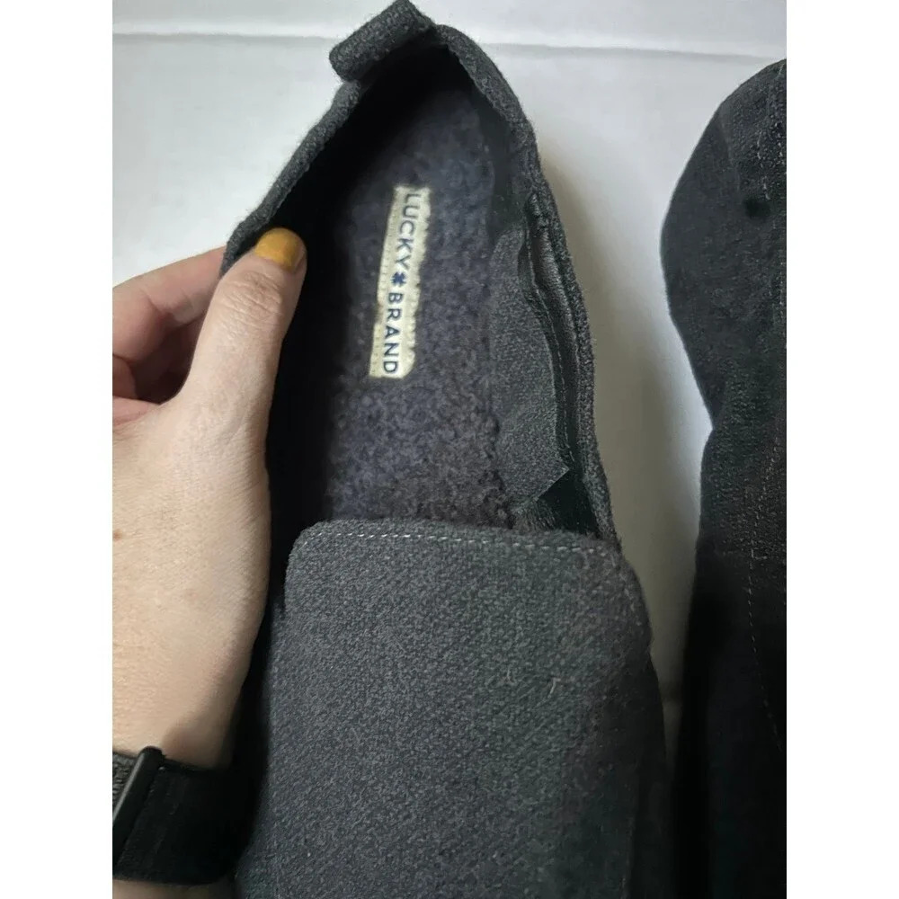 Lucky Brand Women's 11 Loafer Flat Charcoal Faux Fur Lined Shoe - Picture 2 of 6